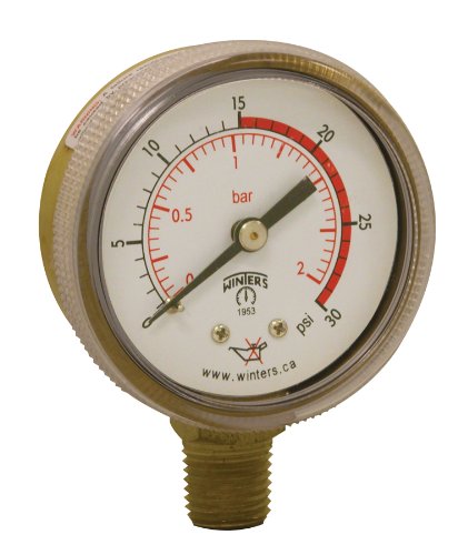 Tél PWL Sorozat Réz Hegesztés nyomásmérő, 0-30 psi, 2 Dial Kijelző, +/-3-2-3% Pontosság, 1/4 NPT Alsó-Hegy