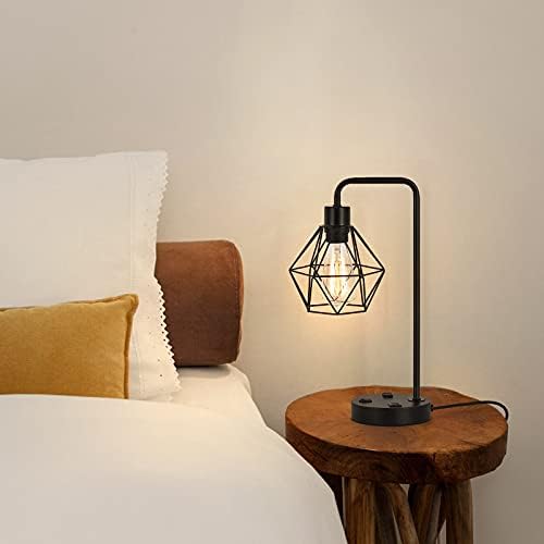 MOOACE Dual USB-Ipari asztali Lámpa, Edison asztali Lámpa HÁLÓZATI Csatlakozóaljzathoz, ágy melletti Éjjeliszekrényen Olvasó Lámpa