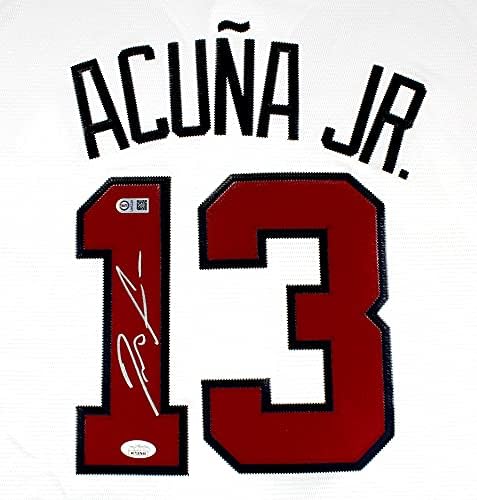 Ronald Acuna Jr. Dedikált Atlanta Braves Fenséges Jersey-i SZÖVETSÉG
