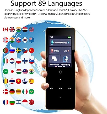 HGVVNM 89 Nyelvek X1 Hangfelvétel Fordító Eszköz Támogatás Azonnali Két Út Fordítás WiFi/Hotspot/Offline, 2.0 Hüvelyk (Szín : Arany)