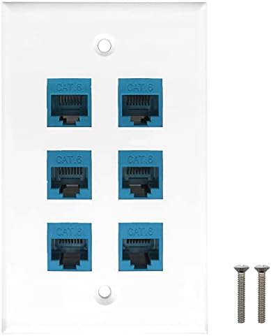 Ruiwaer Ethernet Fali Tányér 6 Port, Cat6 Női-Női Előlap Cserélhető Wallplate (Beleértve a Csavart x 2)