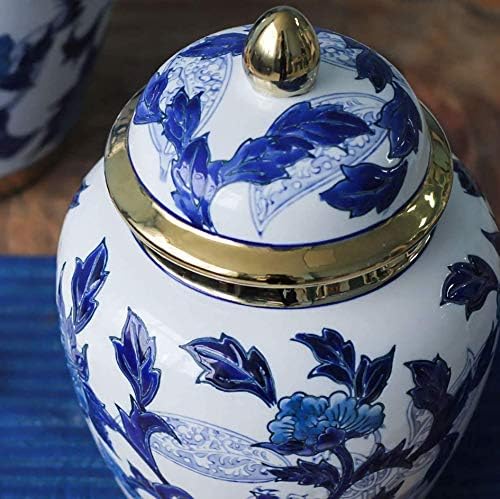 JHDPH Vázákat Dekoráció Klasszikus Kék-Fehér Porcelán Díszítő Virágos Templom Gyömbér Korsó Szerepel Fedél Kína Nagy Ming-Stílusú