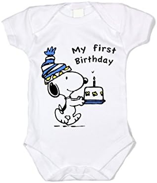 Snoopy Birthday Az első Szülinapi KÉK Unisex Baba Body
