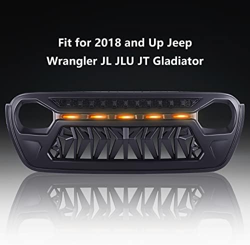 ToxicStorm Grill Elülső Rács Borító Matt Fekete sárga LED lámpa 2018-ig pedig Jeep Wrangler JL JLU JT Gladiátor Tartozékok