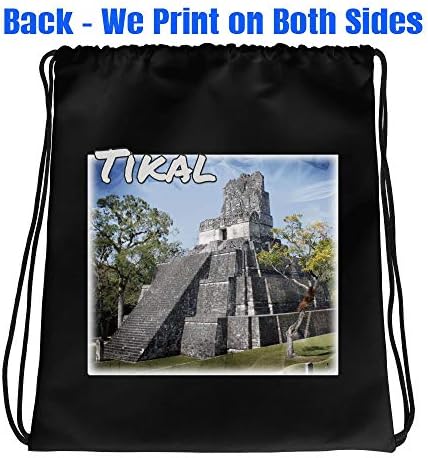 Guatemalai Tikal Romok Templom Húzózsinórral Hátizsák, Táska 15x17 Fekete